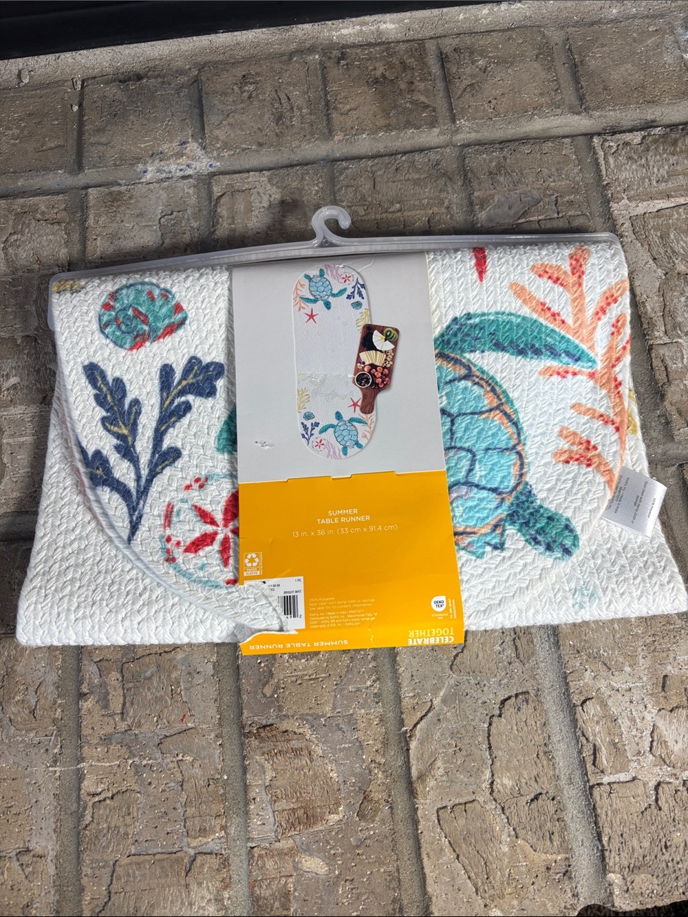 Celebrate Together Summer Table Runner Woven 13"x36" Beach Sea Life GIFT NEW